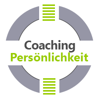 Coaching Aschaffenburg - das Bild besteht aus einem weißen und grauen Kreis, der graue Kreis wird horizontal durch einen weißen Balken durchbrochen. In diesem Symbol steht der Text Coaching Persönlichkeit
